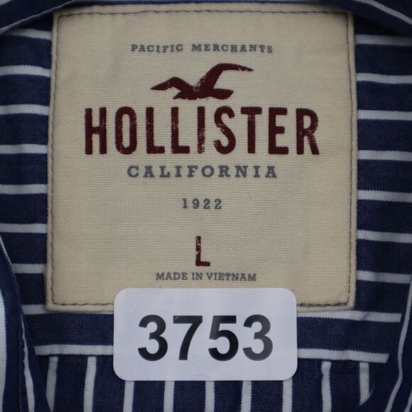 Hollister Shirt Mens Large Blue Striped Button Up Long Sleeve Casual Preppy - Picture 2 of 16